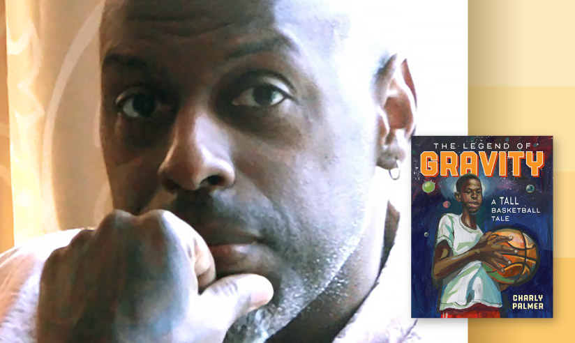 Photo of Charly Palmer with "The Legend of Gravity" book cover off to the side